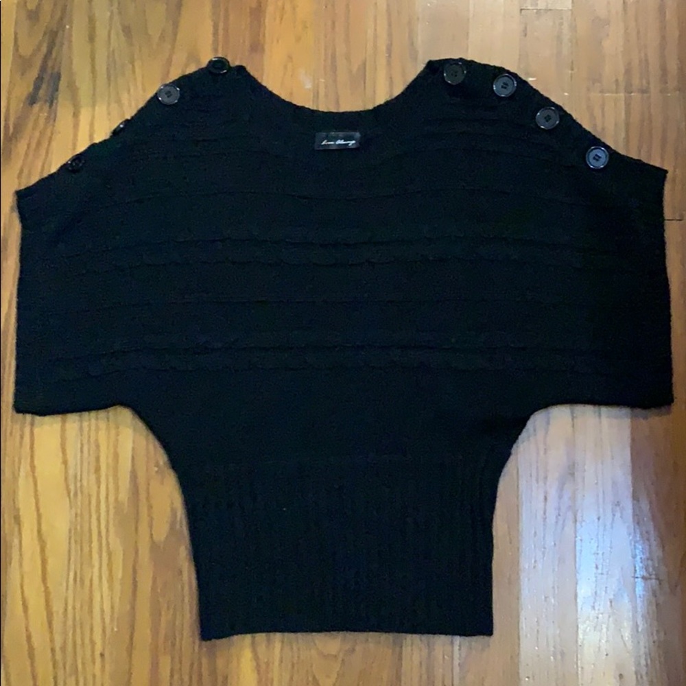 Love Always button shoulder cropped sweater